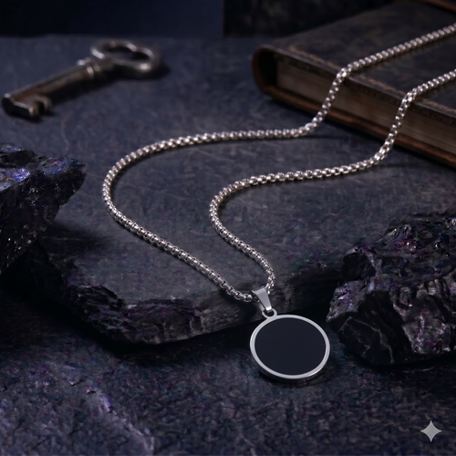 Black Geometric Pendant Necklace — Minimal Style | Men & Women