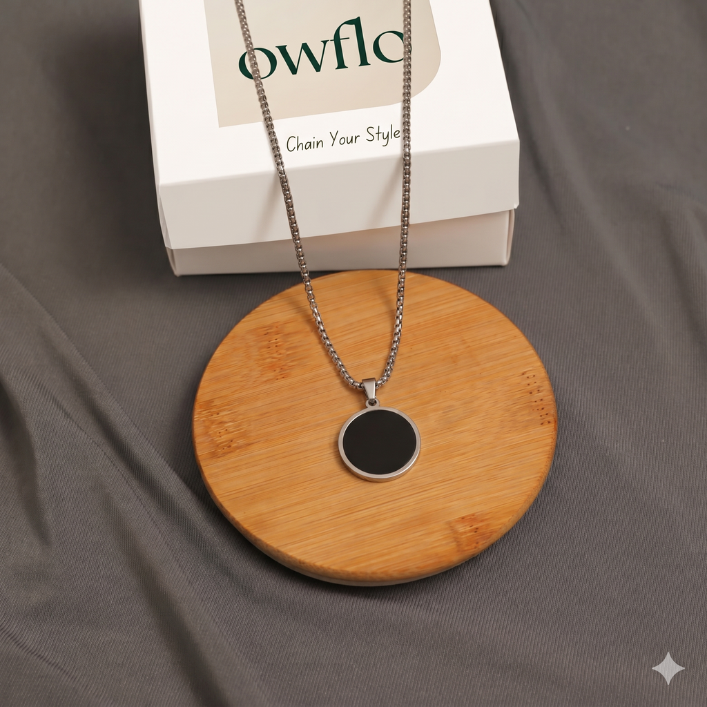 Black Geometric Pendant Necklace — Minimal Style | Men & Women