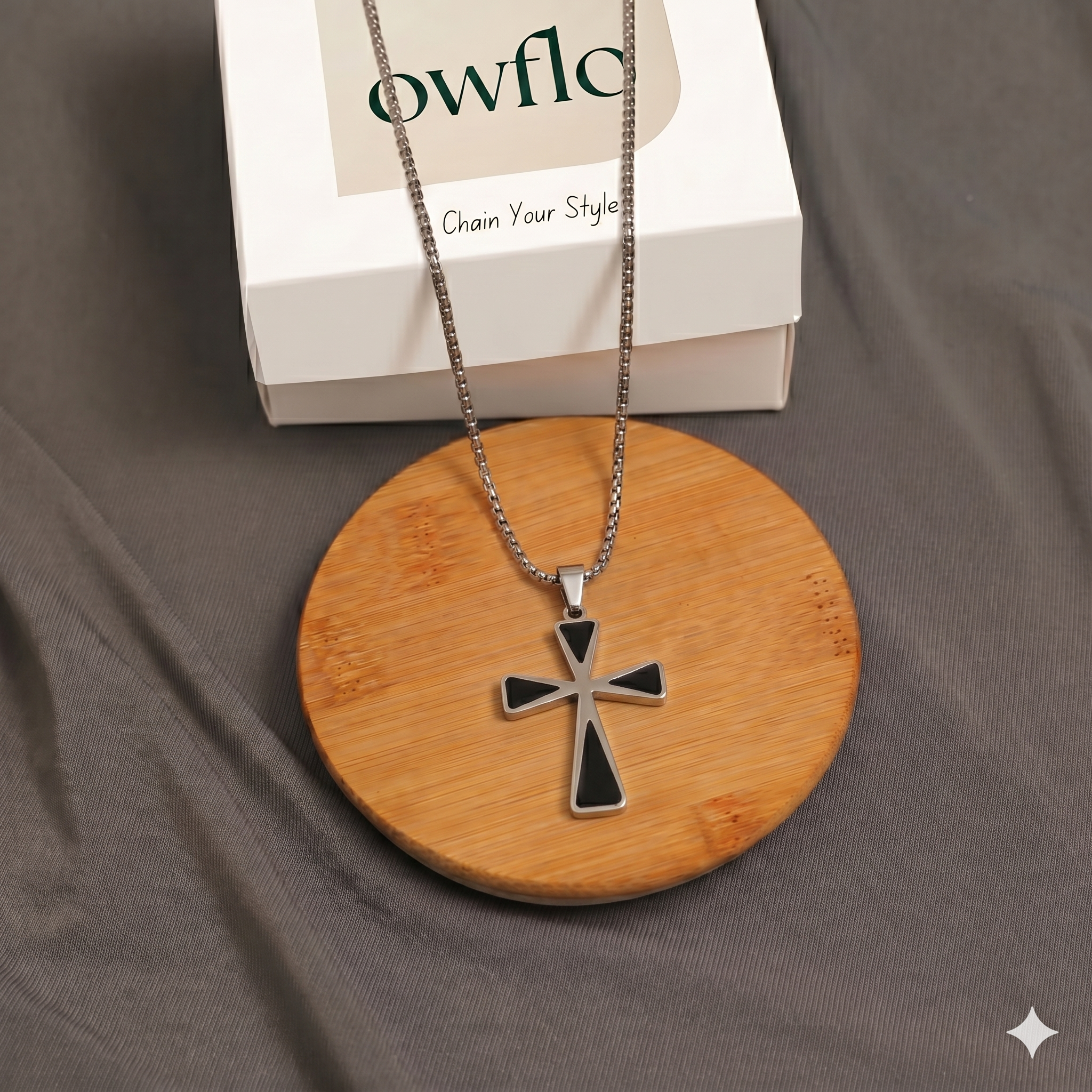Black Cross Pendant Necklace — Minimal Edge | Men & Women