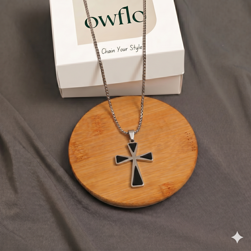 Black Cross Pendant Necklace — Minimal Edge | Men & Women