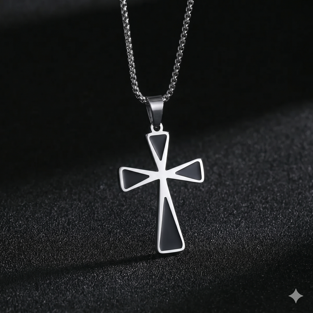 Black Cross Pendant Necklace — Minimal Edge | Men & Women