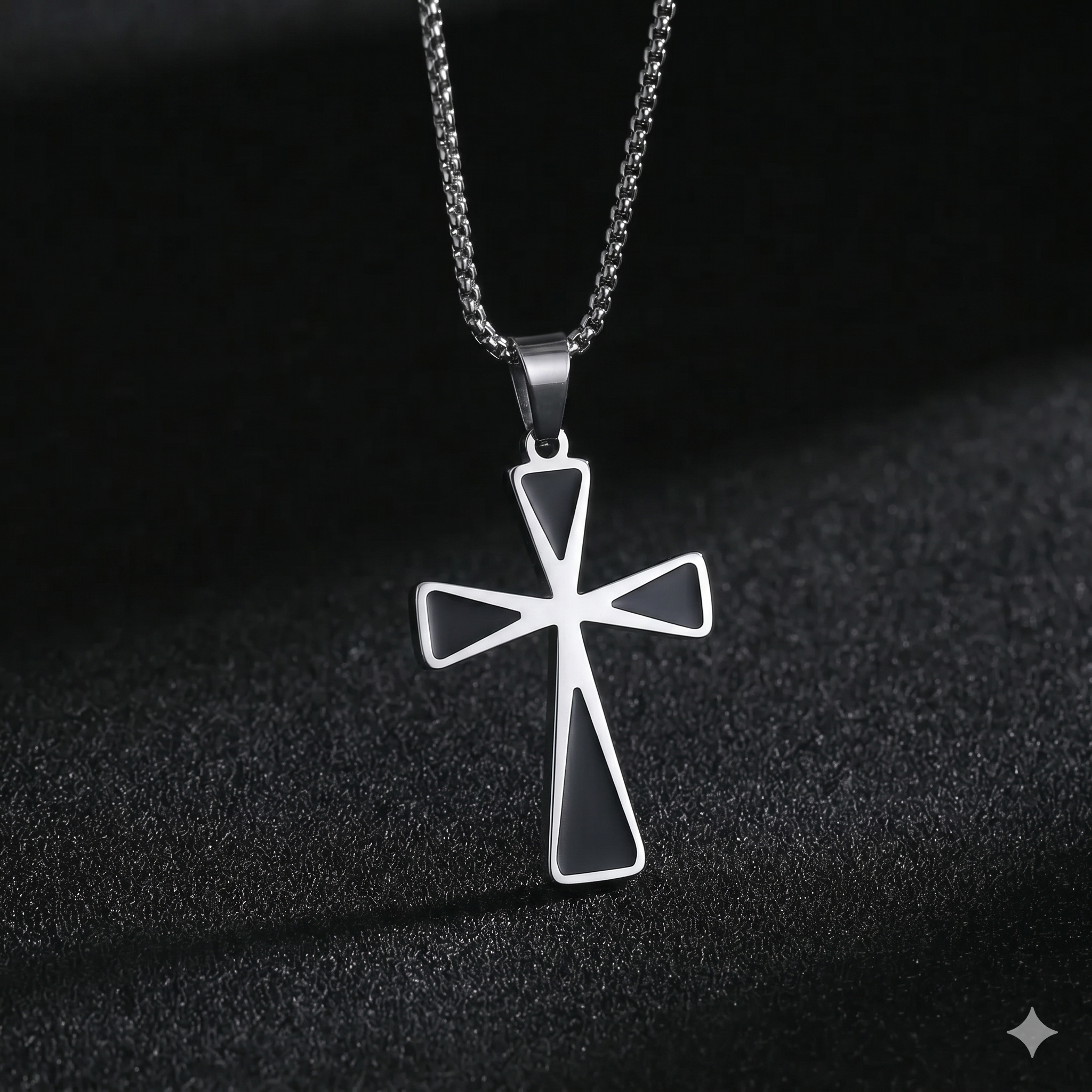 Black Cross Pendant Necklace — Minimal Edge | Men & Women