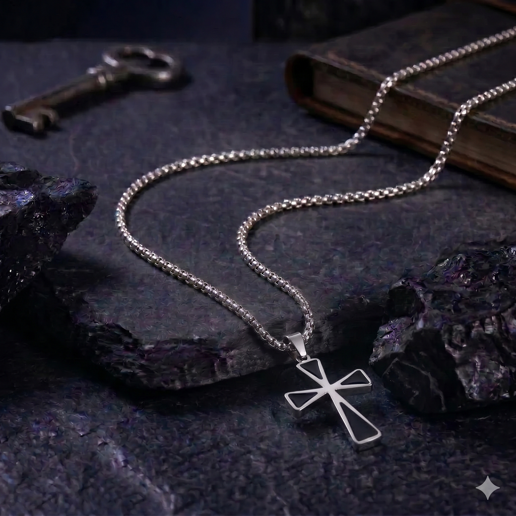 Black Cross Pendant Necklace — Minimal Edge | Men & Women