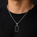 Men's Stainless Steel Black Pendant Necklace