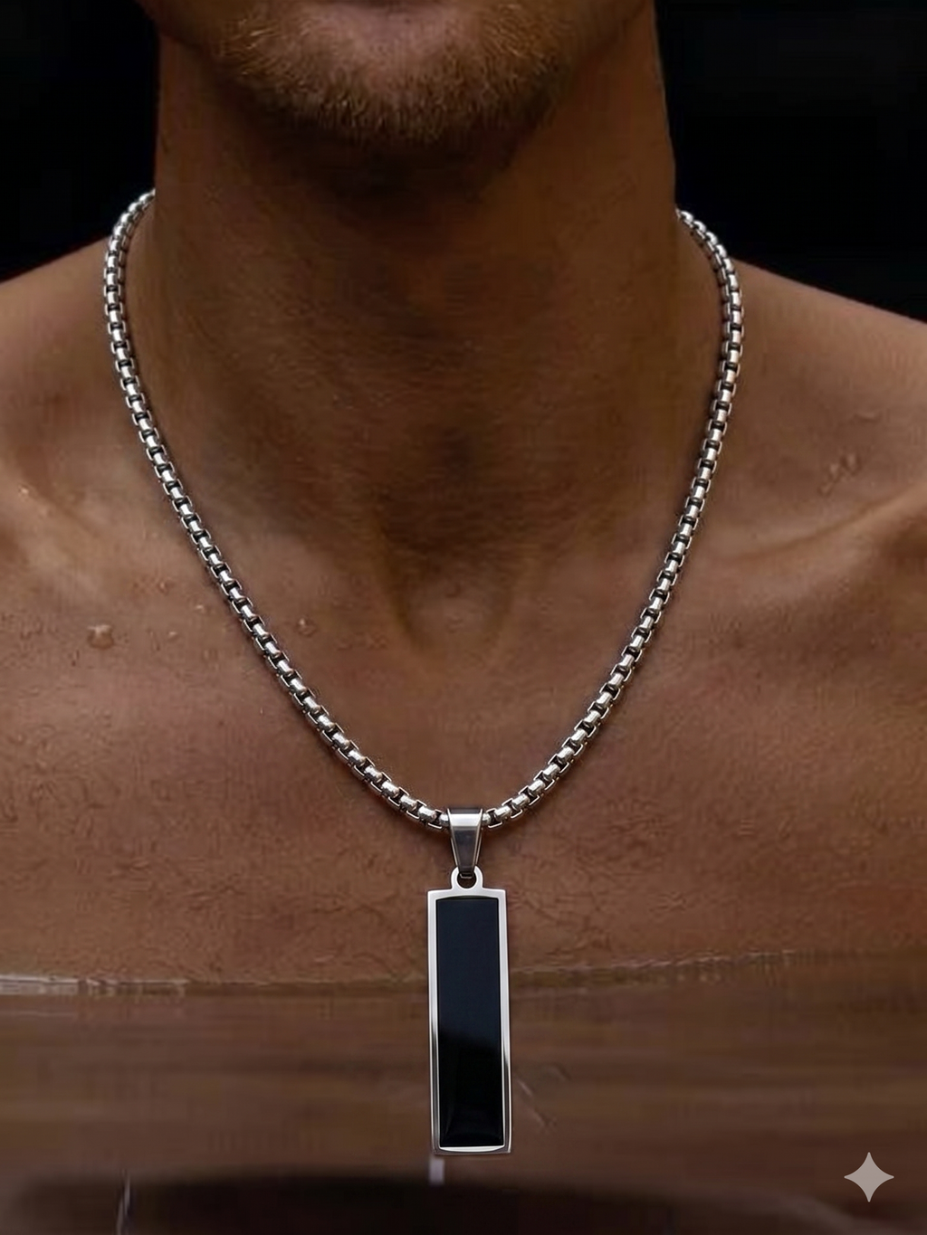 Black Bar Pendant Necklace — Clean Minimal | Men & Women