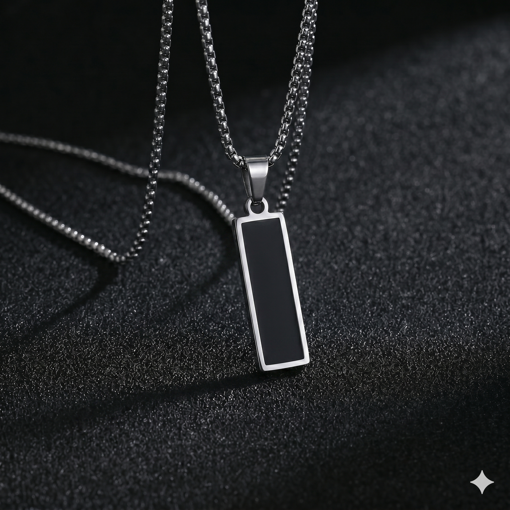 Black Bar Pendant Necklace — Clean Minimal | Men & Women