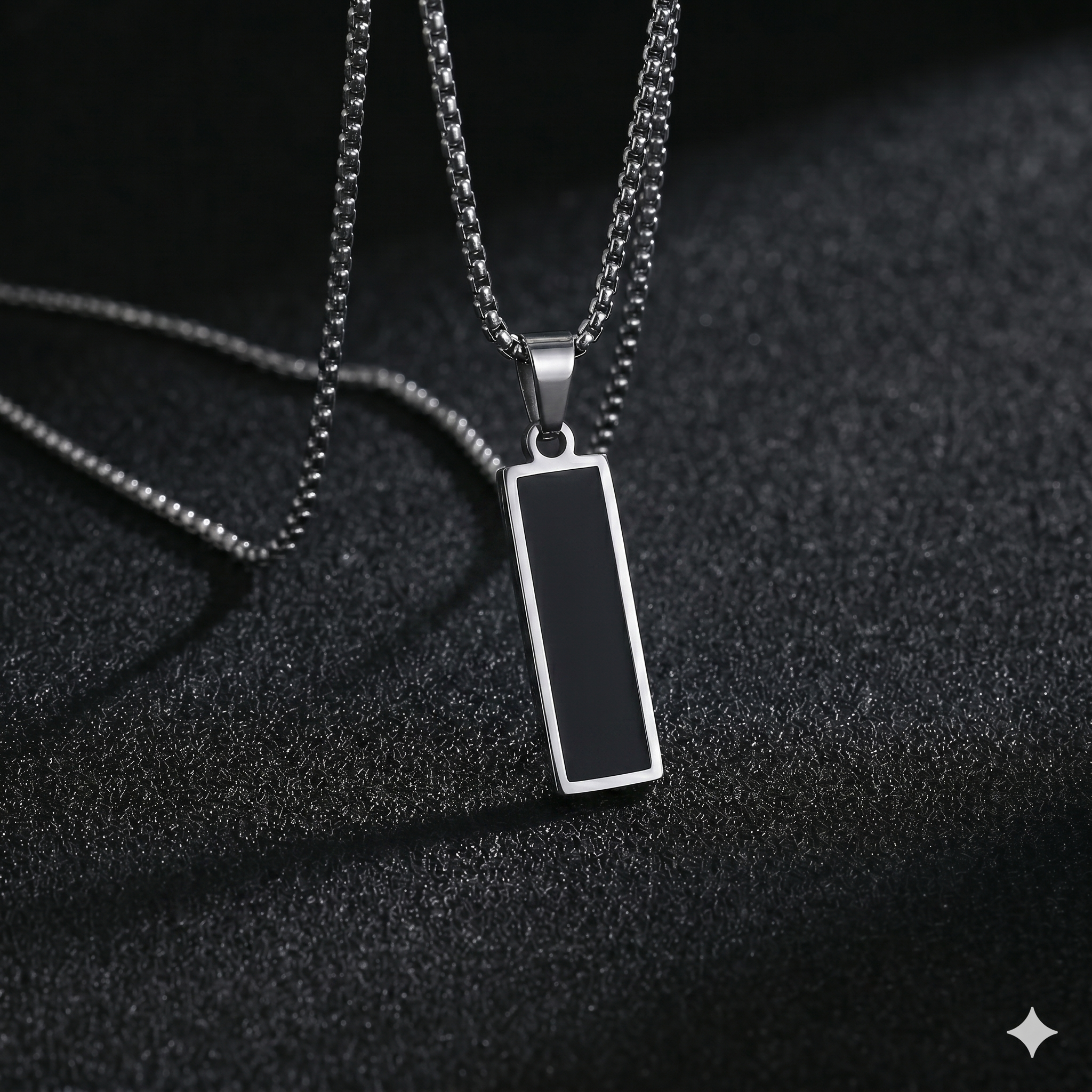 Black Bar Pendant Necklace — Clean Minimal | Men & Women