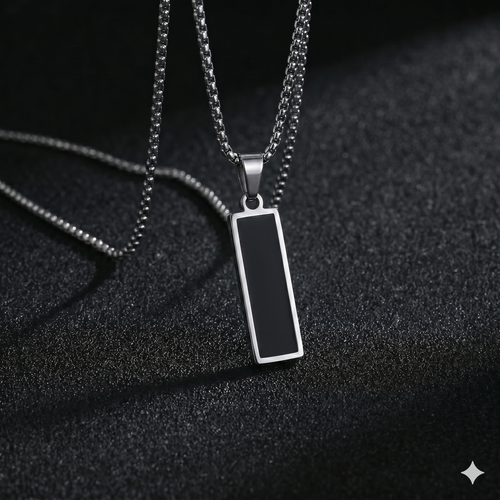 Black Bar Pendant Necklace — Clean Minimal | Men & Women