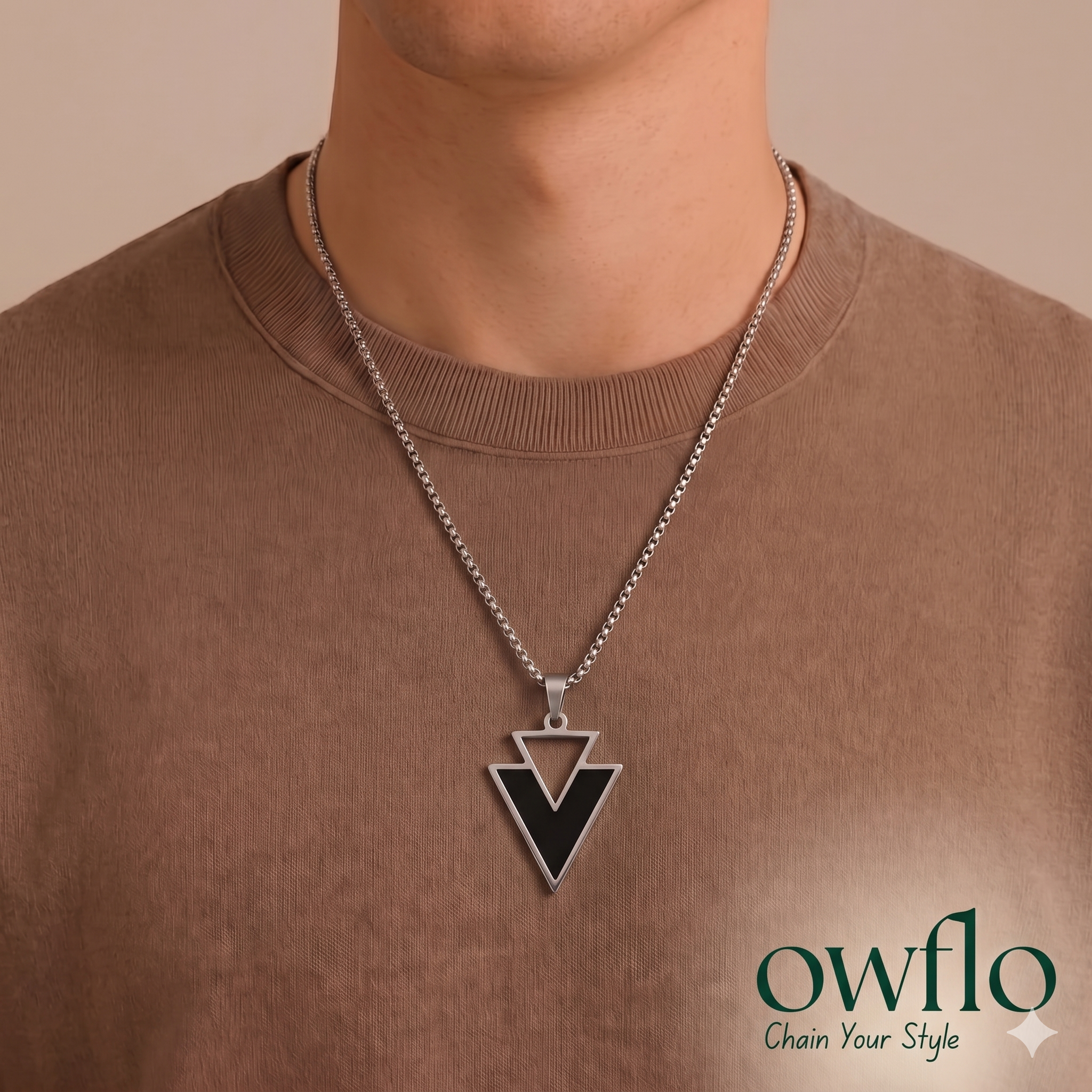 Triangle Pendant Necklace for Men & Women | Stainless Steel