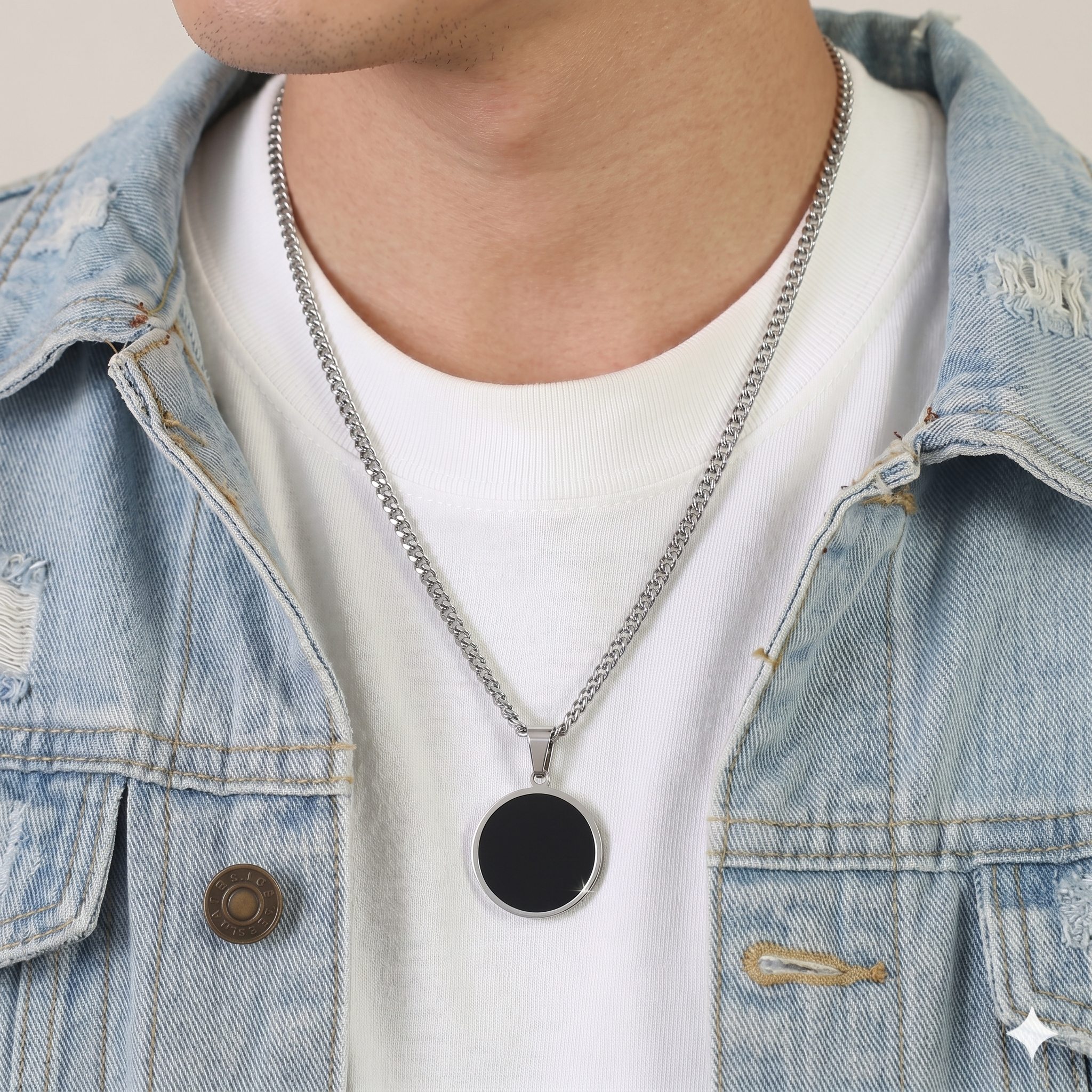 Black Geometric Pendant Necklace — Minimal Style | Men & Women