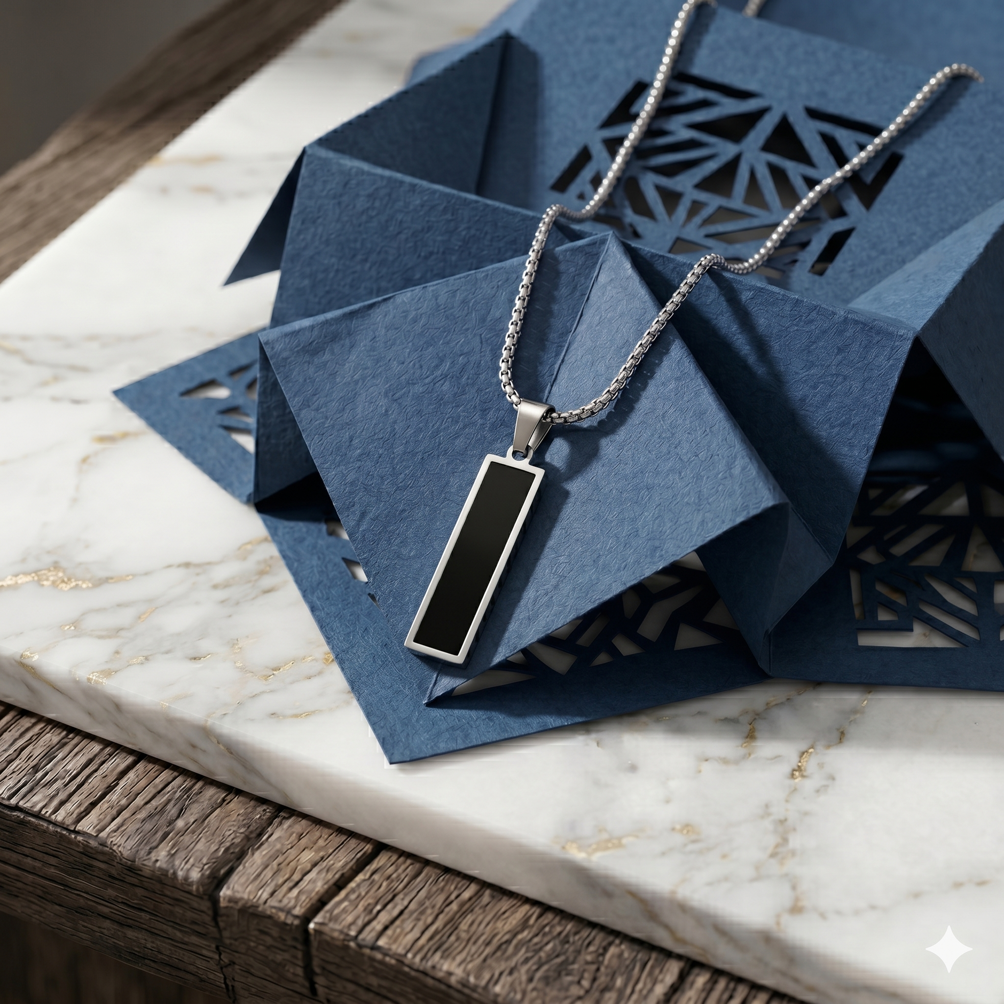 Black Bar Pendant Necklace — Clean Minimal | Men & Women