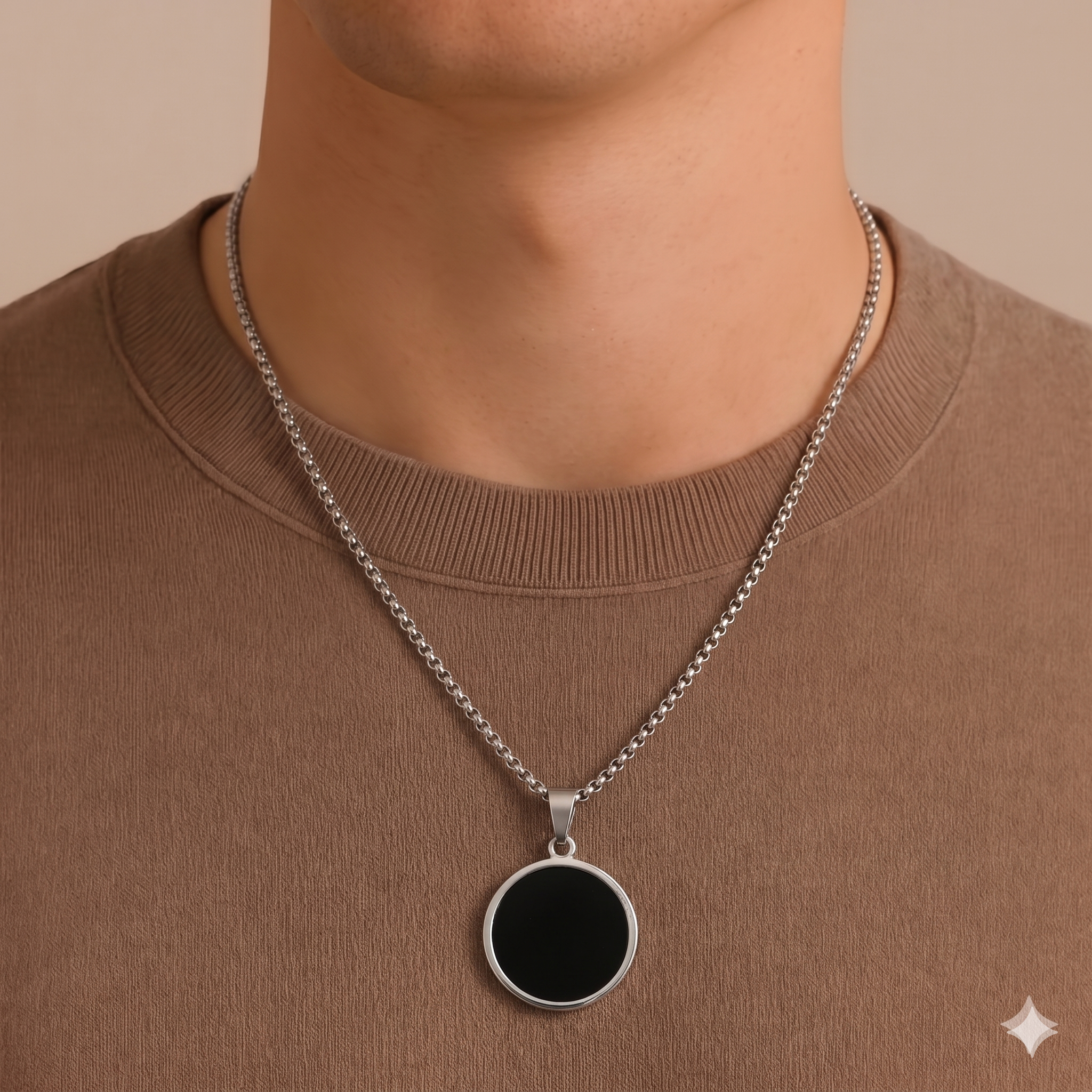 Black Geometric Pendant Necklace — Minimal Style | Men & Women
