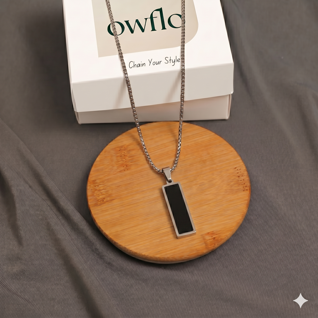 Black Bar Pendant Necklace — Clean Minimal | Men & Women